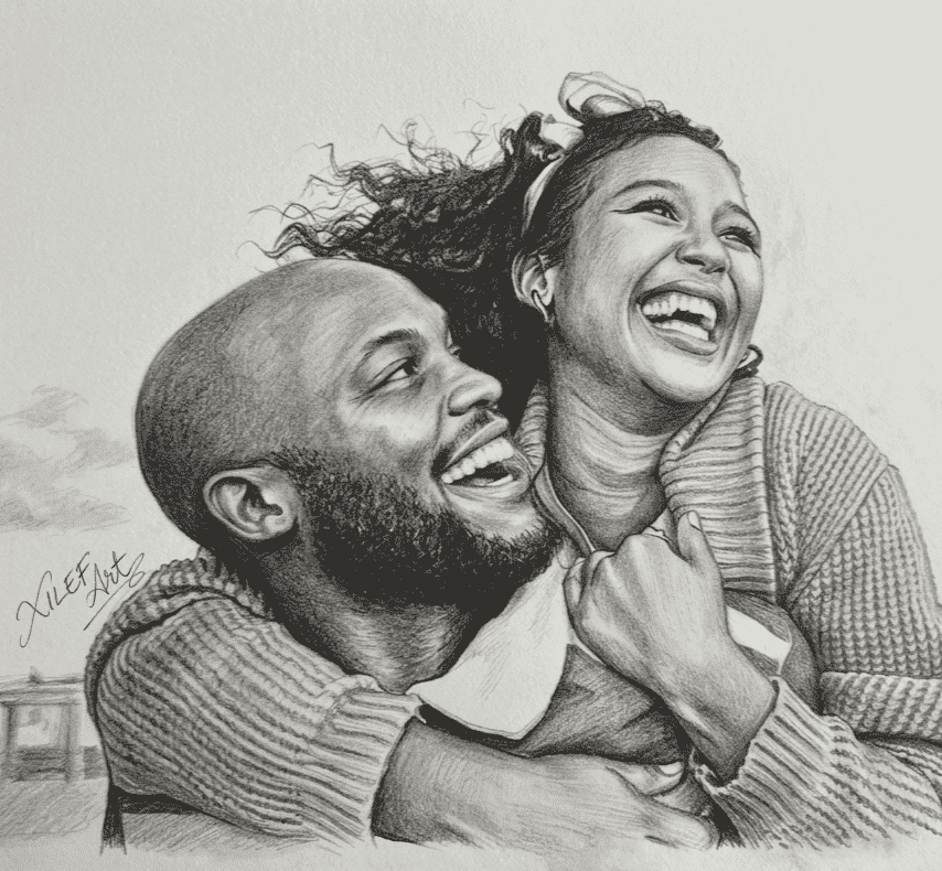 Custom Pencil Art Drawing for a Couple / Lovers — Let's Draw Him/Her, A3 at XILEF Art